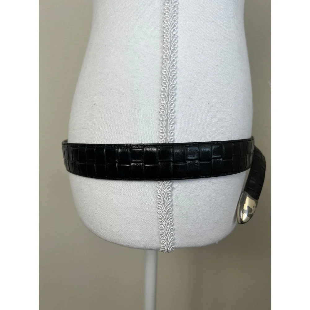 VTG Onyx by Brighton Ranger Belt Black Croc Embossed Leather Sz 36 USA Americana
